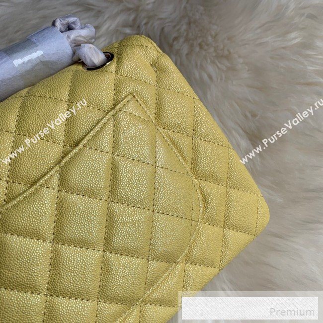 Chanel Small Classic Quilted Iridescent Grained Calfskin Flap Bag Yellow 2019 (SSZ-9052079)