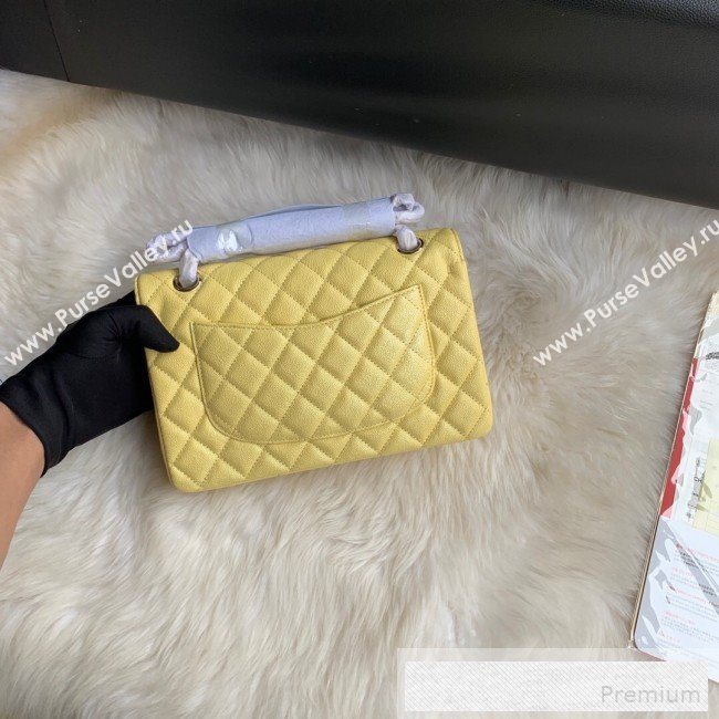 Chanel Small Classic Quilted Iridescent Grained Calfskin Flap Bag Yellow 2019 (SSZ-9052079)
