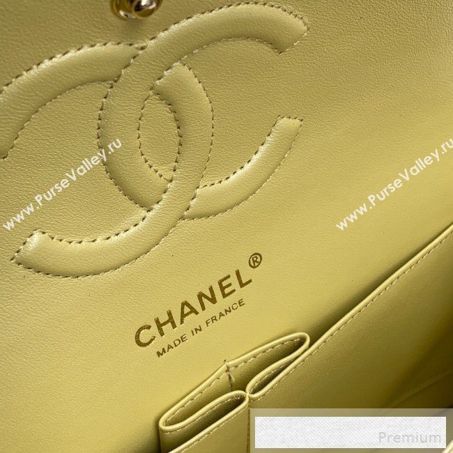 Chanel Classic Quilted Iridescent Grained Calfskin Flap Bag Yellow 2019 (SSZ-9052080)
