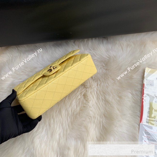 Chanel Classic Quilted Iridescent Grained Calfskin Flap Bag Yellow 2019 (SSZ-9052080)