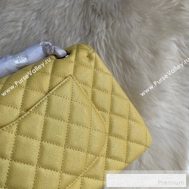 Chanel Classic Quilted Iridescent Grained Calfskin Flap Bag Yellow 2019 (SSZ-9052080)