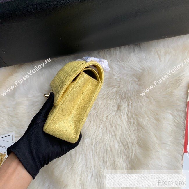 Chanel Classic Quilted Iridescent Grained Calfskin Flap Bag Yellow 2019 (SSZ-9052080)