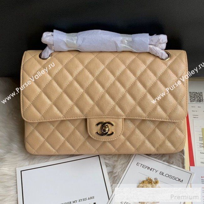 Chanel Classic Quilted Iridescent Grained Calfskin Flap Bag Nude 2019 (SSZ-9052082)