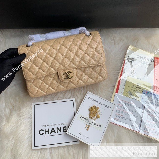 Chanel Classic Quilted Iridescent Grained Calfskin Flap Bag Nude 2019 (SSZ-9052082)