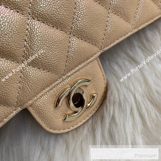Chanel Classic Quilted Iridescent Grained Calfskin Flap Bag Nude 2019 (SSZ-9052082)