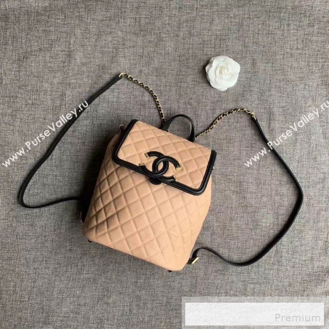 Chanel Grained Calfskin CC Filigree Backpack A57090 Nude 2019 (SSZ-9052084)