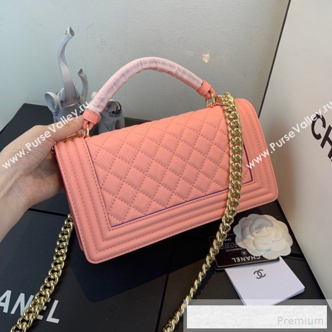 Chanel Quilted Leather Leboy Flap Top Handle Bag AS0136 Pink 2019 (SSZ-9052102)