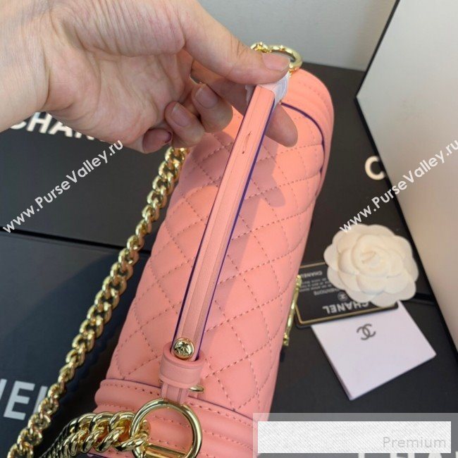 Chanel Quilted Leather Leboy Flap Top Handle Bag AS0136 Pink 2019 (SSZ-9052102)