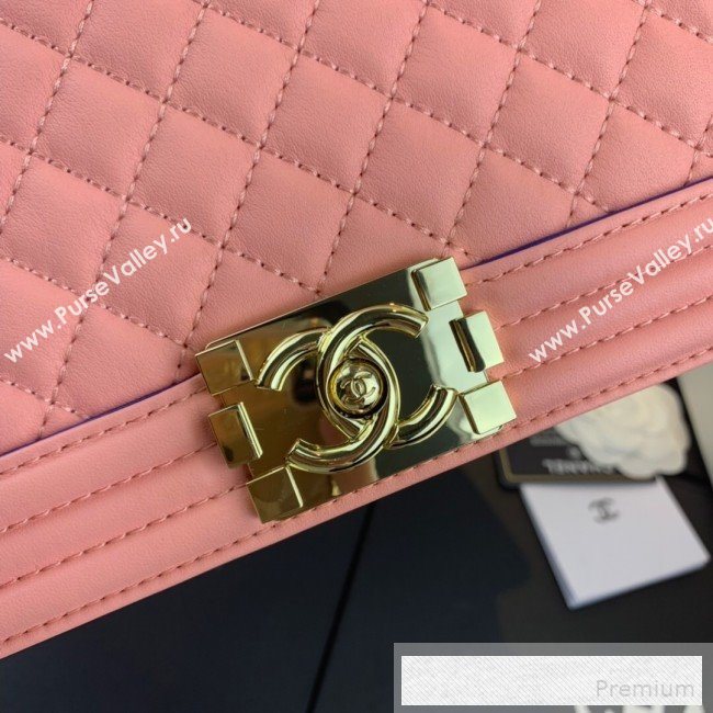 Chanel Quilted Leather Leboy Flap Top Handle Bag AS0136 Pink 2019 (SSZ-9052102)