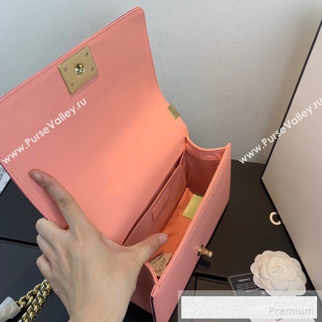 Chanel Quilted Leather Leboy Flap Top Handle Bag AS0136 Pink 2019 (SSZ-9052102)
