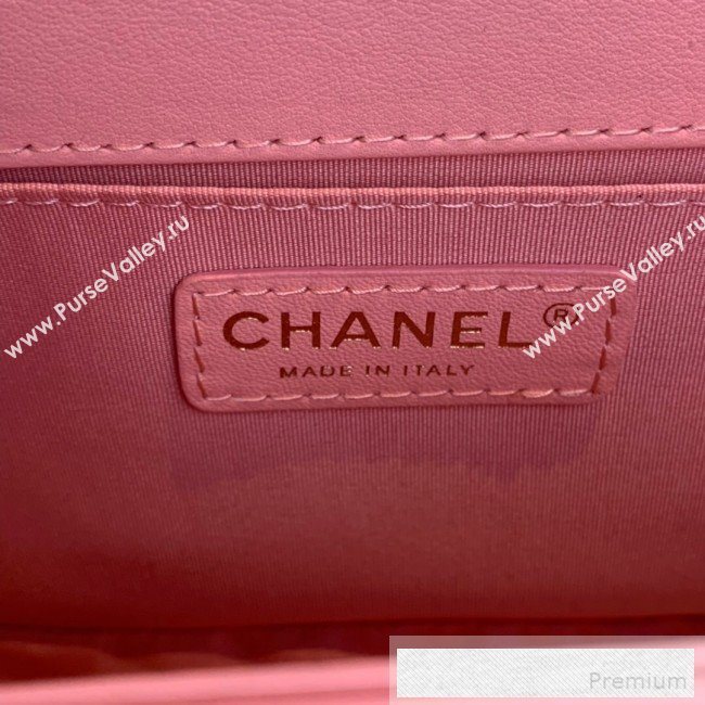 Chanel Quilted Leather Leboy Flap Top Handle Bag AS0136 Pink 2019 (SSZ-9052102)