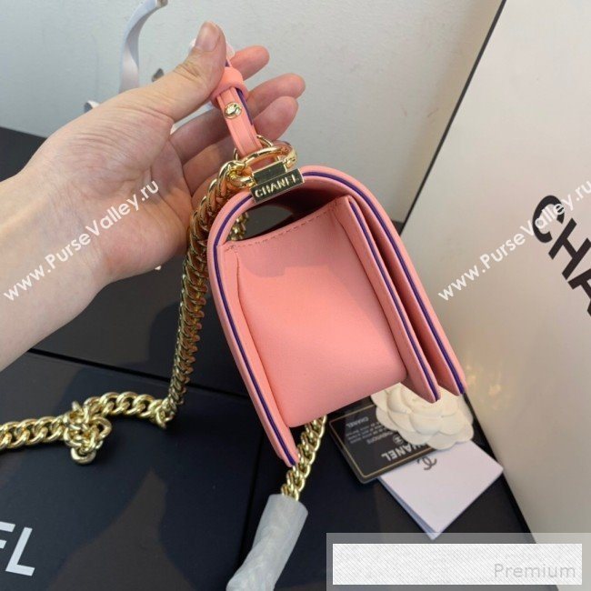 Chanel Small Quilted Leather Leboy Flap Top Handle Bag AS0135 Pink 2019 (SSZ-9052101)
