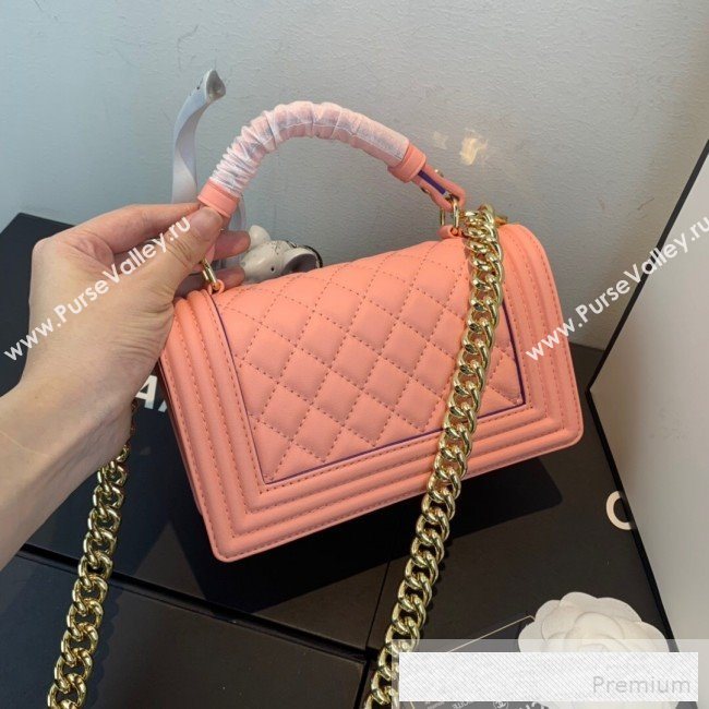 Chanel Small Quilted Leather Leboy Flap Top Handle Bag AS0135 Pink 2019 (SSZ-9052101)