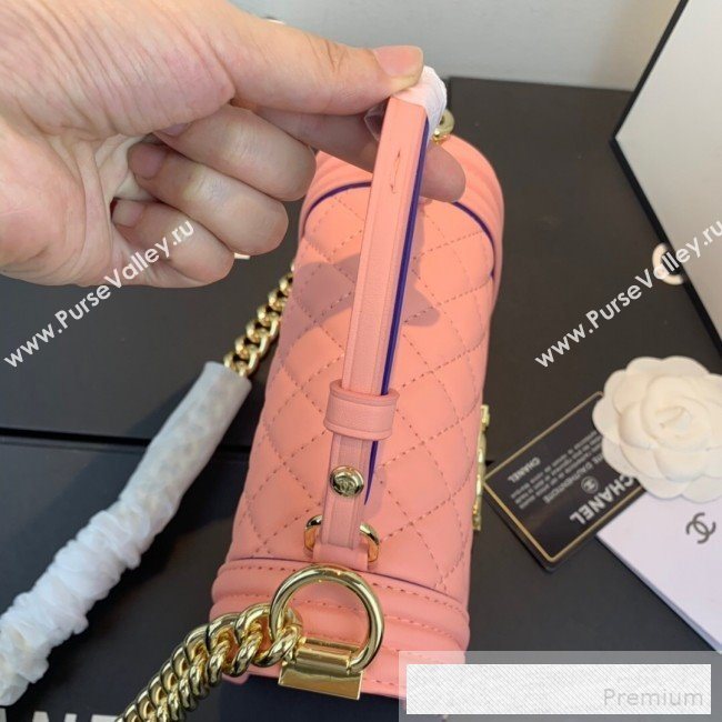 Chanel Small Quilted Leather Leboy Flap Top Handle Bag AS0135 Pink 2019 (SSZ-9052101)