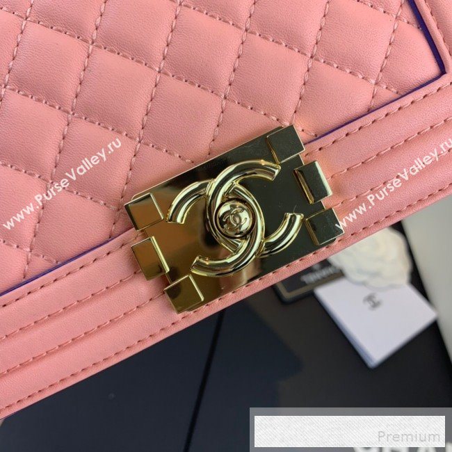Chanel Small Quilted Leather Leboy Flap Top Handle Bag AS0135 Pink 2019 (SSZ-9052101)