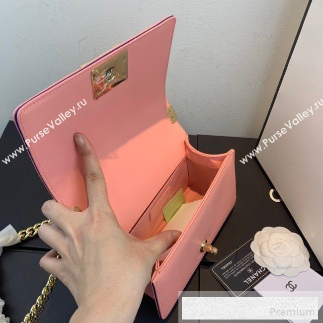 Chanel Small Quilted Leather Leboy Flap Top Handle Bag AS0135 Pink 2019 (SSZ-9052101)