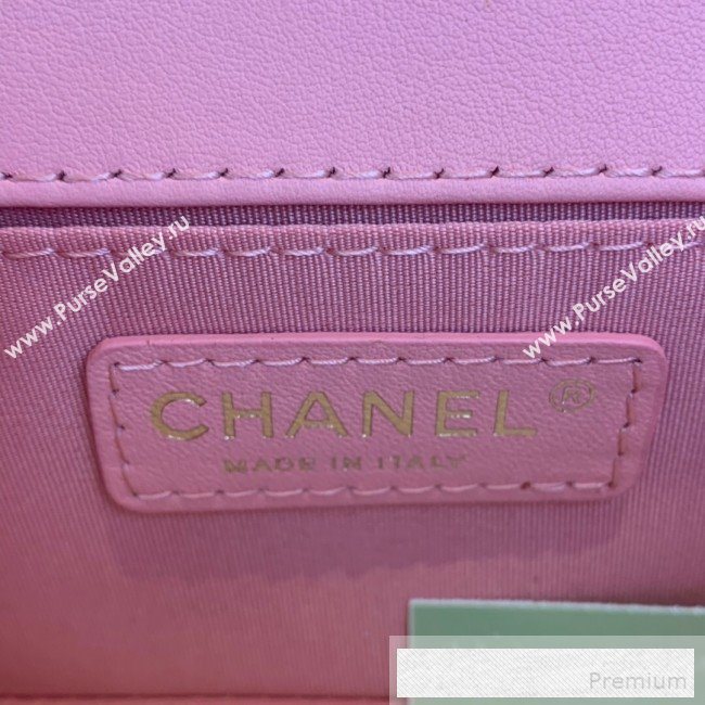Chanel Small Quilted Leather Leboy Flap Top Handle Bag AS0135 Pink 2019 (SSZ-9052101)