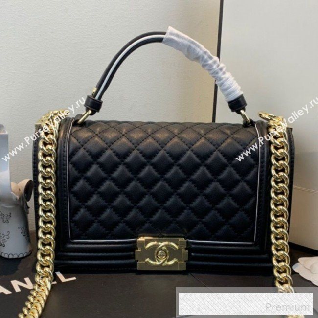 Chanel Quilted Leather Leboy Flap Top Handle Bag AS0136 Black 2019 (SSZ-9052104)