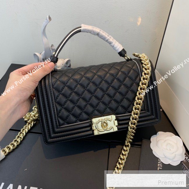 Chanel Quilted Leather Leboy Flap Top Handle Bag AS0136 Black 2019 (SSZ-9052104)