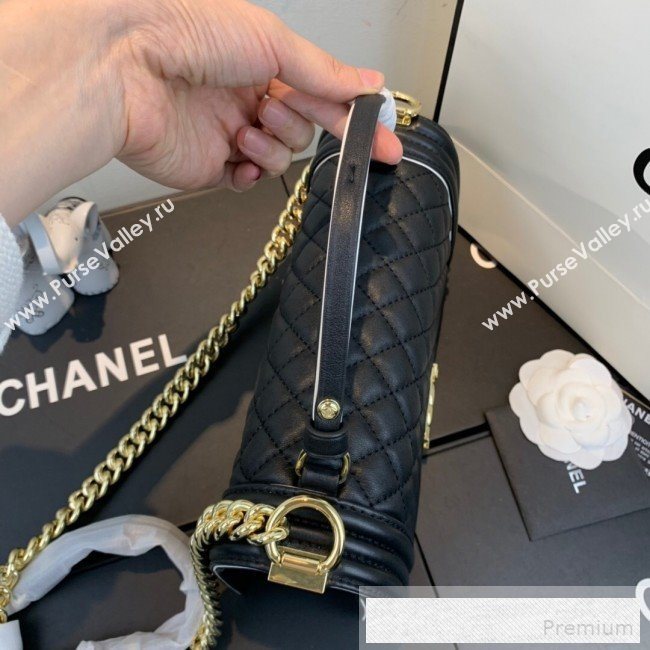 Chanel Quilted Leather Leboy Flap Top Handle Bag AS0136 Black 2019 (SSZ-9052104)