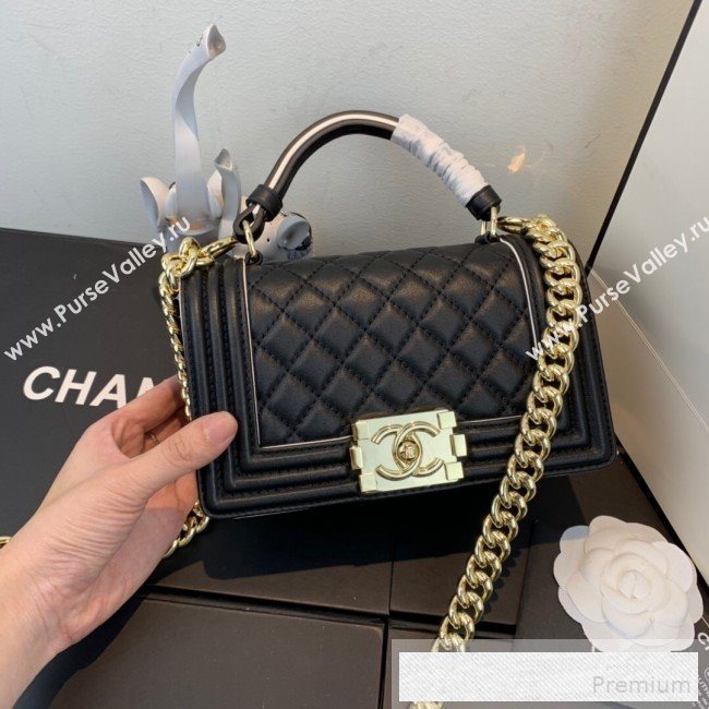 Chanel Small Quilted Leather Leboy Flap Top Handle Bag AS0135 Black 2019 (SSZ-9052103)