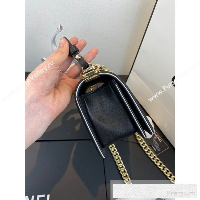 Chanel Small Quilted Leather Leboy Flap Top Handle Bag AS0135 Black 2019 (SSZ-9052103)