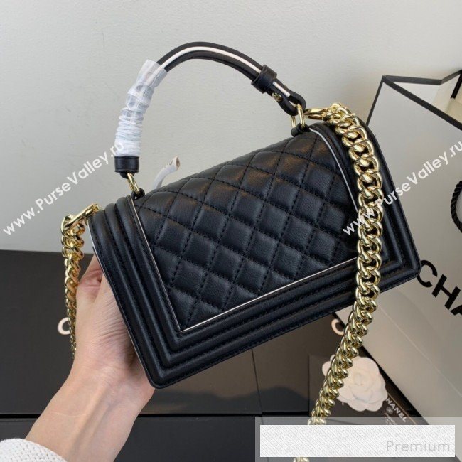 Chanel Small Quilted Leather Leboy Flap Top Handle Bag AS0135 Black 2019 (SSZ-9052103)