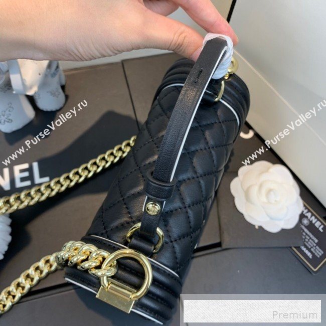 Chanel Small Quilted Leather Leboy Flap Top Handle Bag AS0135 Black 2019 (SSZ-9052103)
