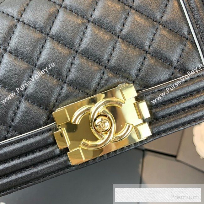 Chanel Small Quilted Leather Leboy Flap Top Handle Bag AS0135 Black 2019 (SSZ-9052103)