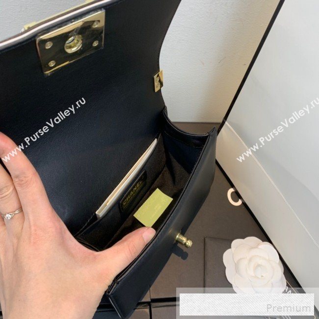 Chanel Small Quilted Leather Leboy Flap Top Handle Bag AS0135 Black 2019 (SSZ-9052103)