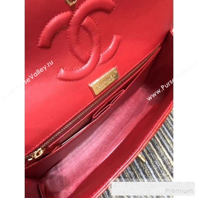 Chanel Crocodile Embossed Calfskin Classic Flap Bag A01112 Red 2019 (XIN-9052913)