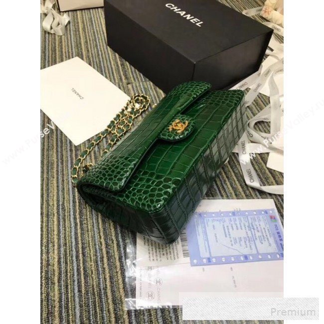 Chanel Crocodile Embossed Calfskin Classic Flap Bag A01112 Green 2019 (XIN-9052915)