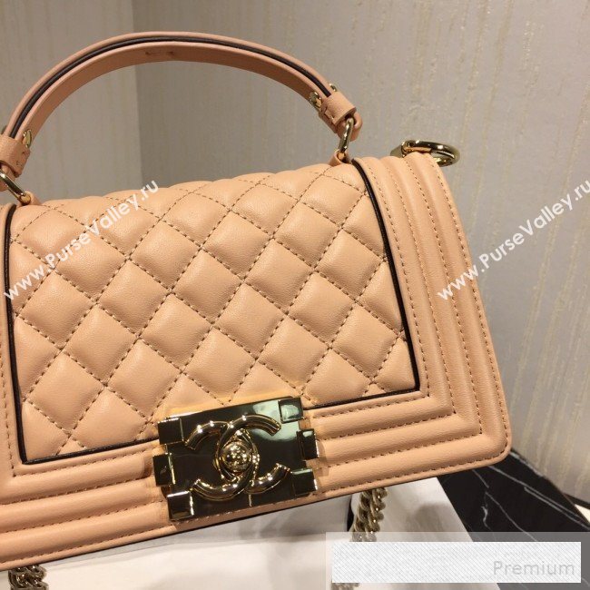 Chanel Quilted Calfskin Mini Flap Top Handle Bag with Contrasting Trim Nude 2019 (FM-9052918)