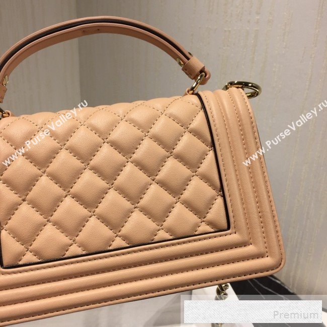 Chanel Quilted Calfskin Mini Flap Top Handle Bag with Contrasting Trim Nude 2019 (FM-9052918)