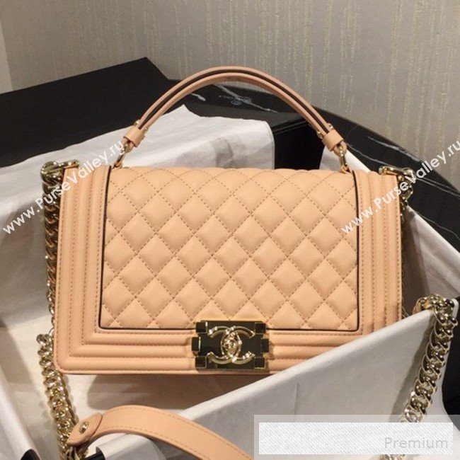 Chanel Quilted Calfskin Flap Top Handle Bag with Contrasting Trim Nude 2019 (FM-9052921)