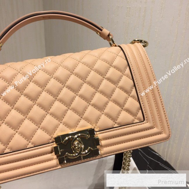 Chanel Quilted Calfskin Flap Top Handle Bag with Contrasting Trim Nude 2019 (FM-9052921)