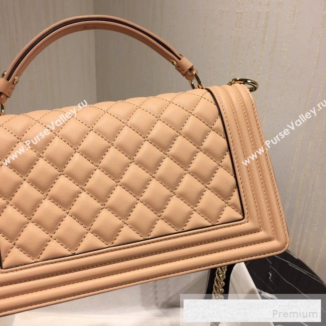 Chanel Quilted Calfskin Flap Top Handle Bag with Contrasting Trim Nude 2019 (FM-9052921)