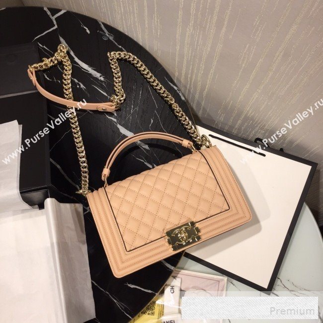 Chanel Quilted Calfskin Flap Top Handle Bag with Contrasting Trim Nude 2019 (FM-9052921)