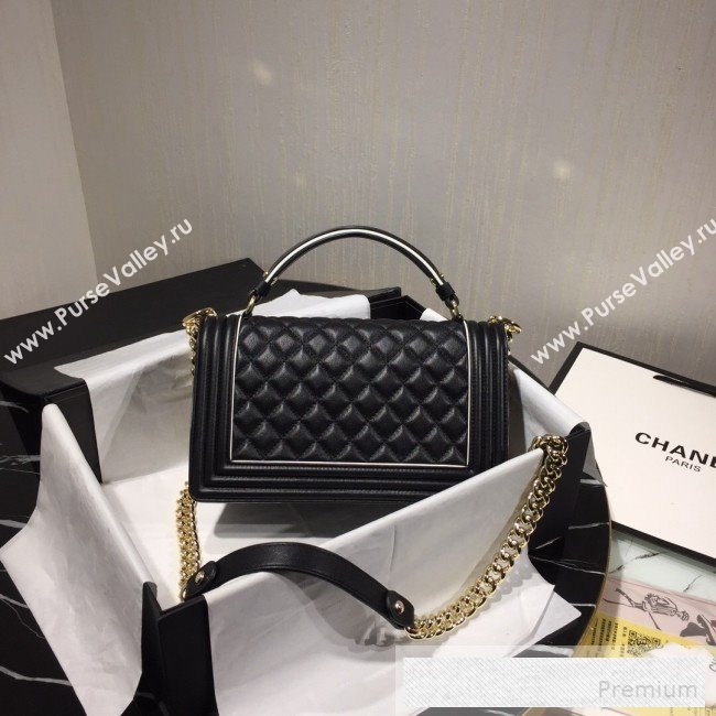 Chanel Quilted Calfskin Flap Top Handle Bag with Contrasting Trim Black 2019 (FM-9052922)