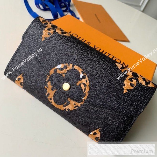 Louis Vuitton Animal Print Giant Monogram Sarah Flap Long Wallet M60531 Black  (KD-9052939)