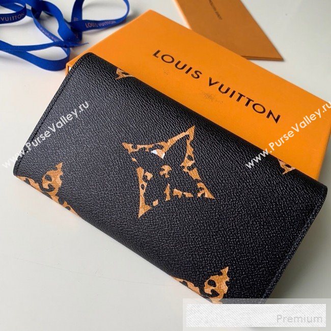 Louis Vuitton Animal Print Giant Monogram Sarah Flap Long Wallet M60531 Black  (KD-9052939)