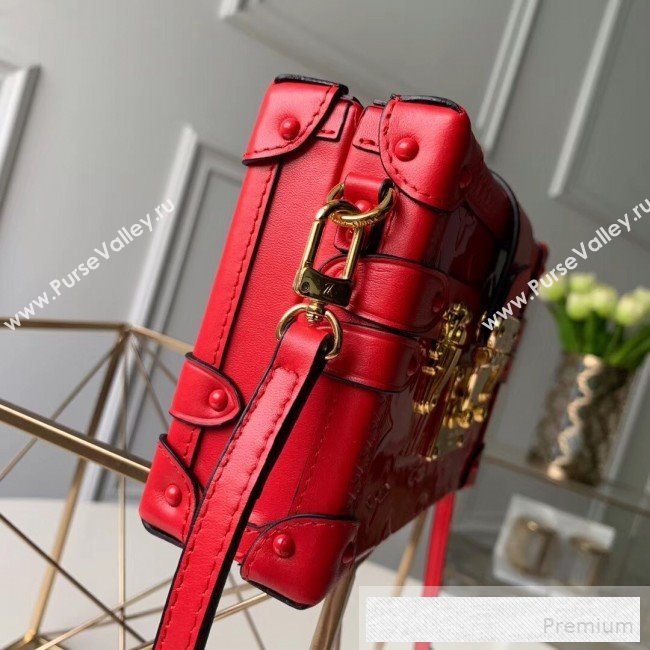 Louis Vuitton Petite Malle Shoulder Bag in Patent Leather M54181 Red 2019 (Fang-9052953)