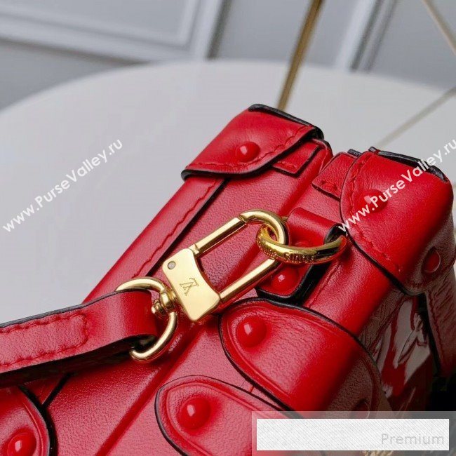 Louis Vuitton Petite Malle Shoulder Bag in Patent Leather M54181 Red 2019 (Fang-9052953)