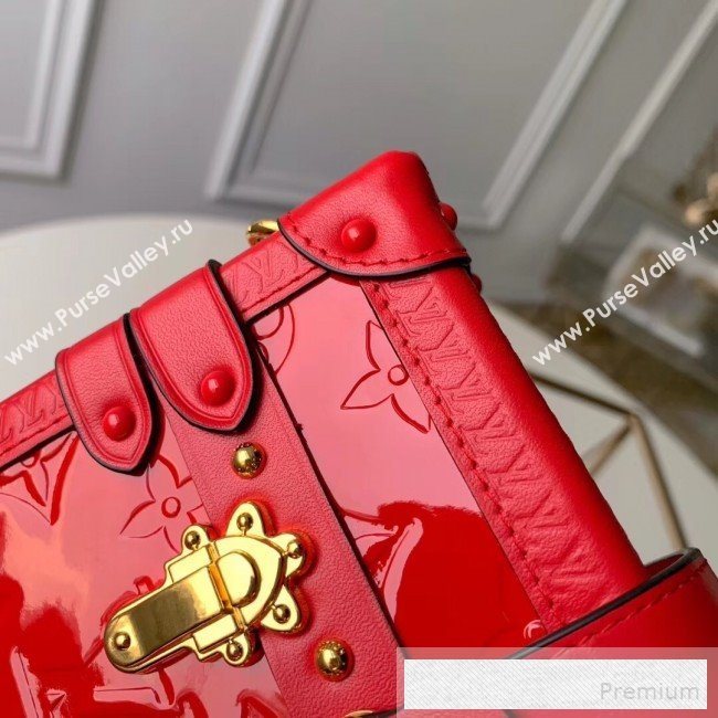 Louis Vuitton Petite Malle Shoulder Bag in Patent Leather M54181 Red 2019 (Fang-9052953)