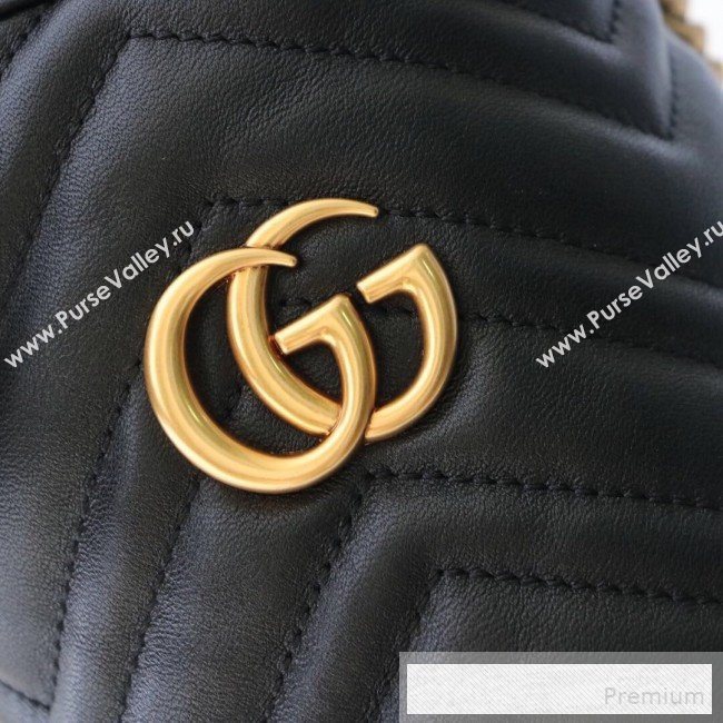 Gucci GG Marmont Leather Mini Bucket Shoulder Bag 575163 Black 2019 (DLH-9052955)