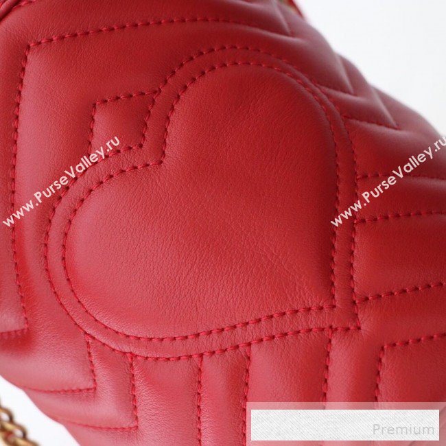 Gucci GG Marmont Leather Mini Bucket Shoulder Bag 575163 Red 2019 (DLH-9052956)