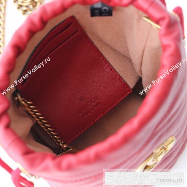 Gucci GG Marmont Leather Mini Bucket Shoulder Bag 575163 Red 2019 (DLH-9052956)