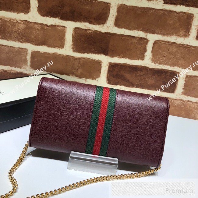 Gucci Ophidia Leather Chain Wallet 546592 Burgundy 2019 (MHJ-9053002)