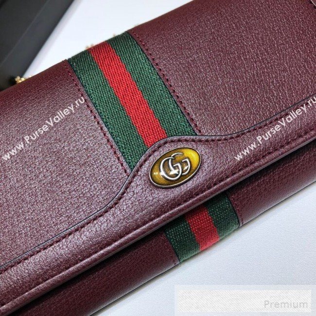 Gucci Ophidia Leather Chain Wallet 546592 Burgundy 2019 (MHJ-9053002)