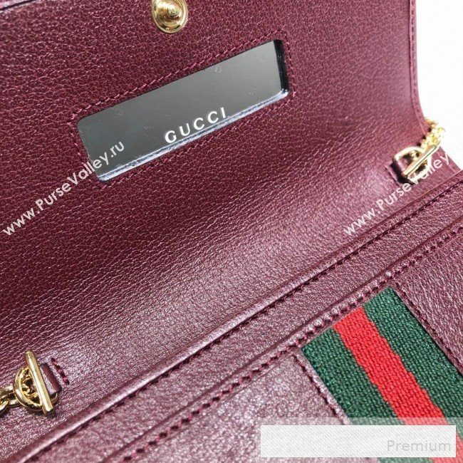 Gucci Ophidia Leather Chain Wallet 546592 Burgundy 2019 (MHJ-9053002)